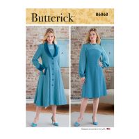 Tipar rochie cambrata si palton cambrat cu decolteu cu rever rotund B6868
