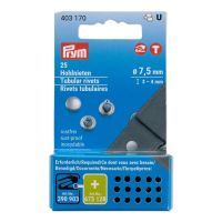 Riveti tubulari argintii de 3-4 mm lungime, 7.5 mm diametru, 25 bucati Prym