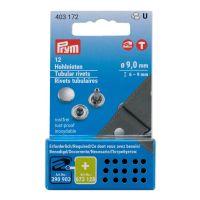 Riveti tubulari argintii de 4-6 mm lungime, 9 mm diametru, 20 bucati, Prym