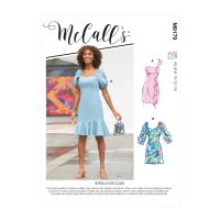 Tipar rochie cambrata cu volane si maneci bufante M 8179