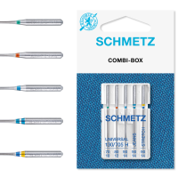 Set 5 ace Combi Basic Schmetz, 3 X Universal, 1 X Jeans, 1 X Stretch