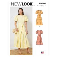 Tipar rochie clos din volane si maneci bufante N6694