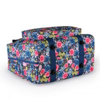 Geanta pentru masina de cusut imprimeu floral, lungime 40 cm, latime 20 cm, inaltime 34 cm, cu buzunar suplimentar, Claire