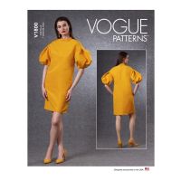 Tipar rochie dreapta cu maneci gogosar V 1800