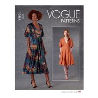 Tipar rochie clos cu talie inalta si maneci fluture V 1801