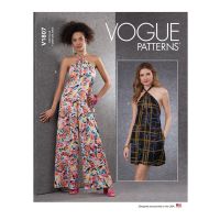 Tipar salopeta cu pantaloni evazati si decupara la umeri V 1807
