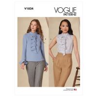 Tipar bluza si maieu cu volan pe fata V1824